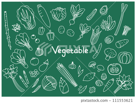 Line drawing illustration set of various vegetables 111553621