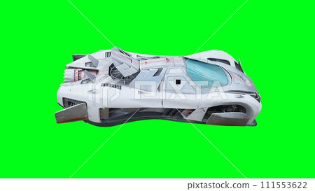 Futuristic flying car, taxi. Green screen isolate. 3d rendering. 111553622