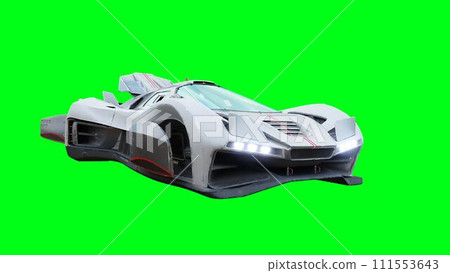 Futuristic flying car, taxi. Green screen isolate. 3d rendering. 111553643