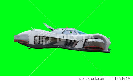 Futuristic flying car, taxi. Green screen isolate. 3d rendering. 111553649