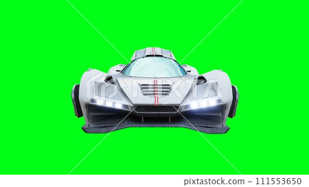 Futuristic flying car, taxi. Green screen isolate. 3d rendering. 111553650