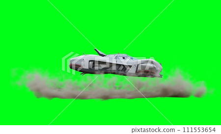 Futuristic flying car, taxi. Green screen isolate. 3d rendering. 111553654
