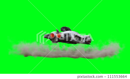 Futuristic flying car, taxi. Green screen isolate. 3d rendering. Futuristic flying car, taxi. Green screen isolate. 3d rendering. 111553664