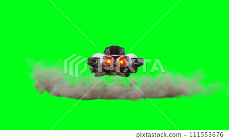 Futuristic flying car, taxi. Green screen isolate. 3d rendering. Futuristic flying car, taxi. Green screen isolate. 3d rendering. 111553676
