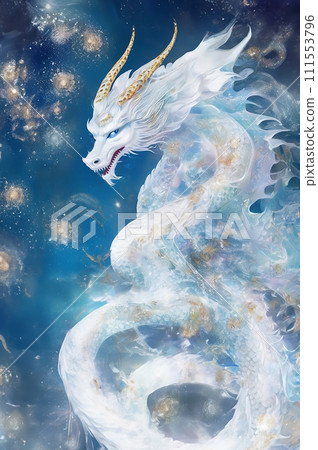 神秘溫柔的白龍靈性吉祥插畫藝術 神秘溫柔的白龍靈性吉祥插畫藝術 111553796