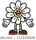 Happy Cartoon Flower Character in retro style. 111554026