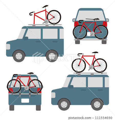 一輛滿載自行車的汽車的插圖 一輛滿載自行車的汽車的插圖 111554030