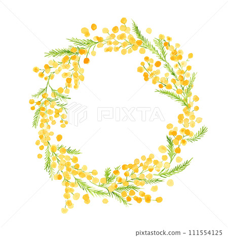 Watercolor. Mimosa vector illustration with watercolor touch. Mimosa spring illustration. Simple background set of plants. Watercolor. Mimosa vector illustration with watercolor touch. Mimosa spring illustration. Simple background set of plants. 111554125