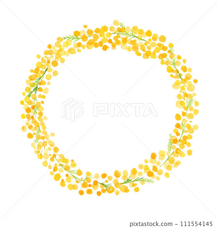 Watercolor. Mimosa vector illustration with watercolor touch. Mimosa spring illustration. Simple background set of plants. 111554145