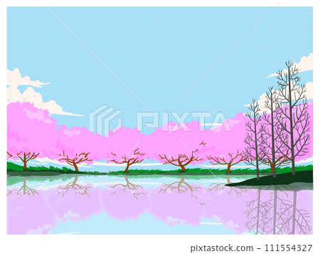 櫻花和湖畔 111554327