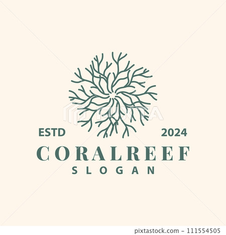 Coral reef logo vector silhouette sea fish habitat simple beautiful sea plants Coral reef logo vector silhouette sea fish habitat simple beautiful sea plants 111554505