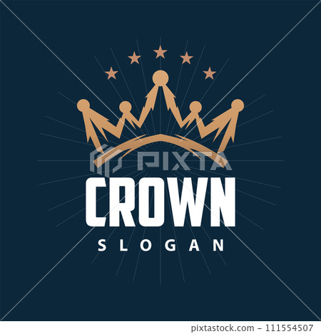 Crown logo design simple beautiful luxury jewelry king and queen princess royal templet illustration 111554507