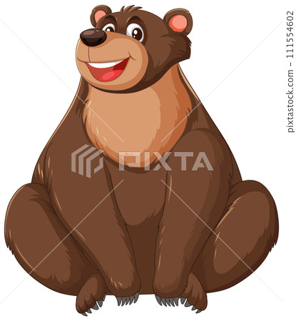 Cheerful Brown Bear Sitting Happily 111554602