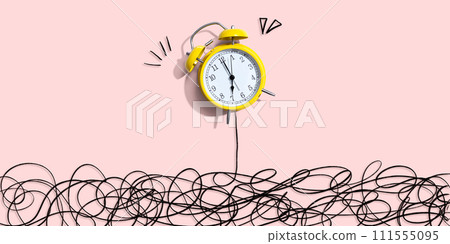 Alarm clock with chaos and confusion theme 111555095