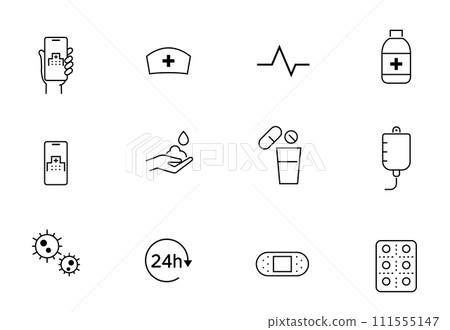 Medical and healthcare line icon set 111555147