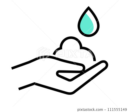 Hygiene management, hand washing line drawing icon 111555149