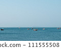 Fishing boats in the beautiful blue sea, Bang Saen, Thailand 111555508