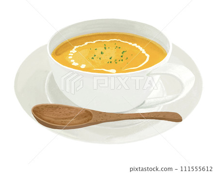 Pumpkin soup (with spoon) 111555612