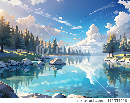 反映在湖面上 111555918