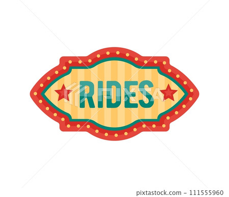 Retro tent circus sign and vintage carnival signboard displays rides, evoking nostalgia with its colorful lights frame and whimsical font. Vibrant tag inviting all to a magical world of entertainment Retro tent circus sign and vintage carnival signboard displays rides, evoking nostalgia with its colorful lights frame and whimsical font. Vibrant tag inviting all to a magical world of entertainment 111555960