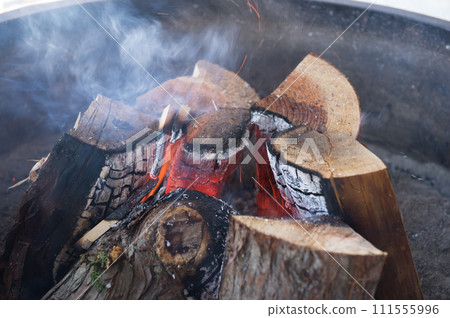 Bonfire burning in the hearth Bonfire burning in the hearth 111555996