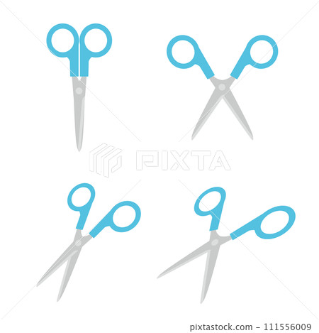 剪刀的向量圖解，從側面和對角線看到的剪刀插圖 111556009