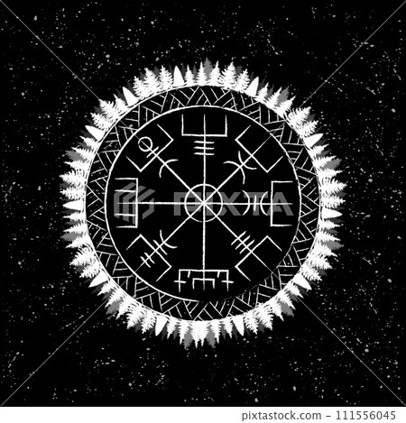 Scandinavian Vegvisir circle white 111556045