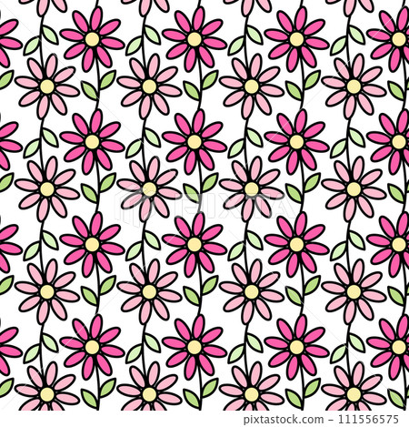 Colorful seamless pattern of simple flowers in trendy marker shades. Abstract springtime background Colorful seamless pattern of simple flowers in trendy marker shades. Abstract springtime background 111556575
