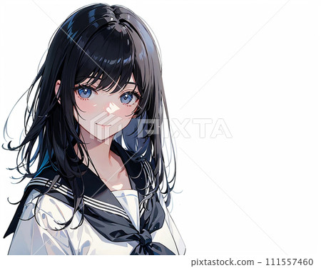 Female student anime style white background illustration "AI generated image" 111557460