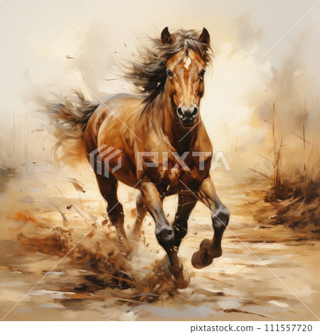 Portrait horse on nature background. Generative AI 111557720
