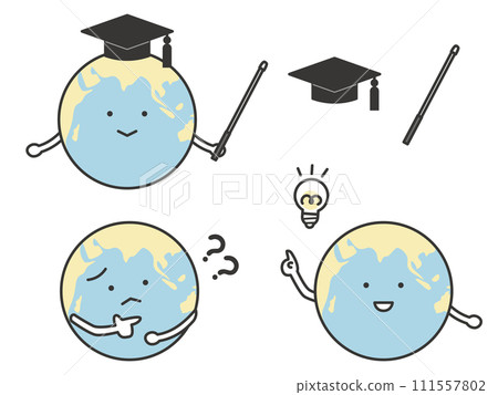 Cute earth character wearing a doctor hat Cute earth character wearing a doctor hat 111557802