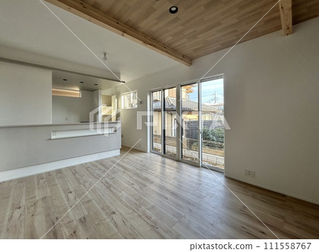 Newly built house living room flooring 111558767