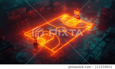 street basketball court at night 111559052
