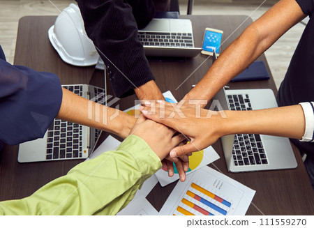 A Visual Metaphor for Teamwork and Equality in the Workplace; Join Hands in a Symbol of Inclusive Cooperation A Visual Metaphor for Teamwork and Equality in the Workplace; Join Hands in a Symbol of Inclusive Cooperation 111559270