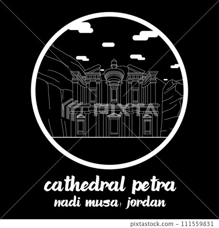 Circle Icon Cathedral Petra. vector illustration Circle Icon Cathedral Petra. vector illustration 111559831