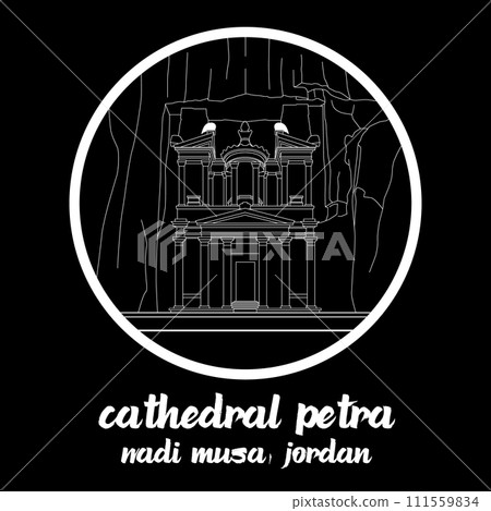 Circle Icon Cathedral Petra. vector illustration Circle Icon Cathedral Petra. vector illustration 111559834