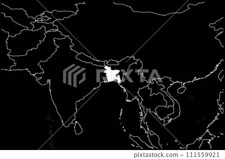 Bangladesh map Asia black background 111559921