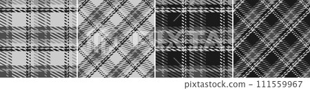 Set black and white plaid seamless pattern. 111559967