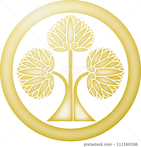 Family crest: Honda standing hollyhock [gold] 111560586
