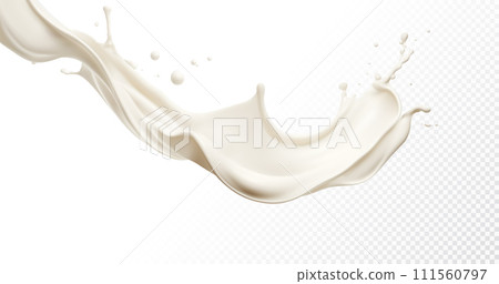 Milk splash isolated on transparent background. Realistic vector illustration. 111560797