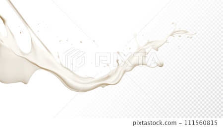 Milk splash isolated on transparent background. Realistic vector illustration. 111560815