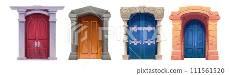 Old medieval castle wooden door 111561520