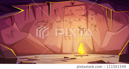 Prehistoric cave with caveman primitive painting 111561549