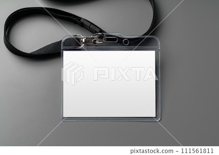 Blank nametag on gray background copy space Blank nametag on gray background copy space 111561811