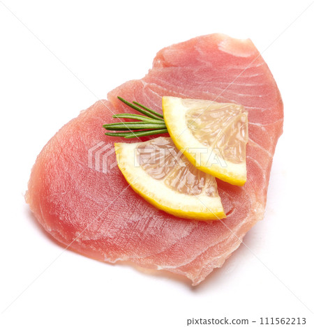 Fresh tuna Fish steak isolated on a white background 111562213