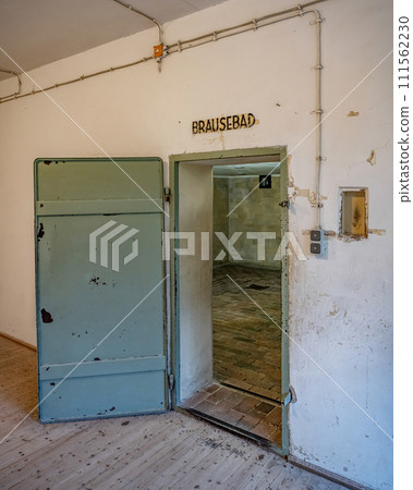 The inside of a gas chamber at Dachau Concentration Camp in Dachau, Germany 111562230