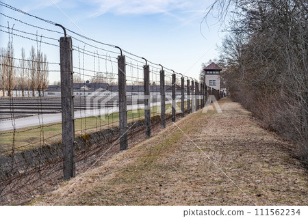 Old World War 2 Watchtower in the Dachau Concentration camp memorial 111562234