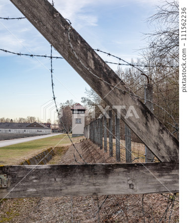 Old World War 2 Watchtower in the Dachau Concentration camp memorial 111562236