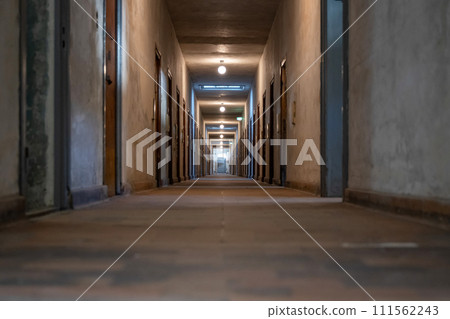 Dachau camp, the first concentration camp in Germany during World War II, historic buildings prison cells Dachau camp, the first concentration camp in Germany during World War II, historic buildings prison cells 111562243