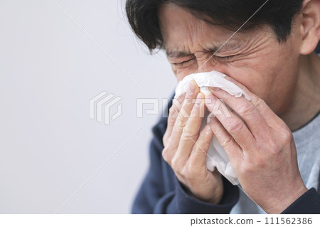 花粉症的男人 辛辣的花粉症圖像 花粉症的男人 辛辣的花粉症圖像 111562386